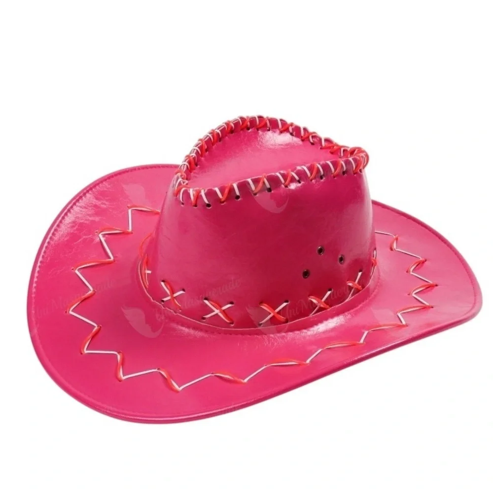 Pink Cowgirl Hat Western Party Neon Led Light barbie core bachelorette Festival